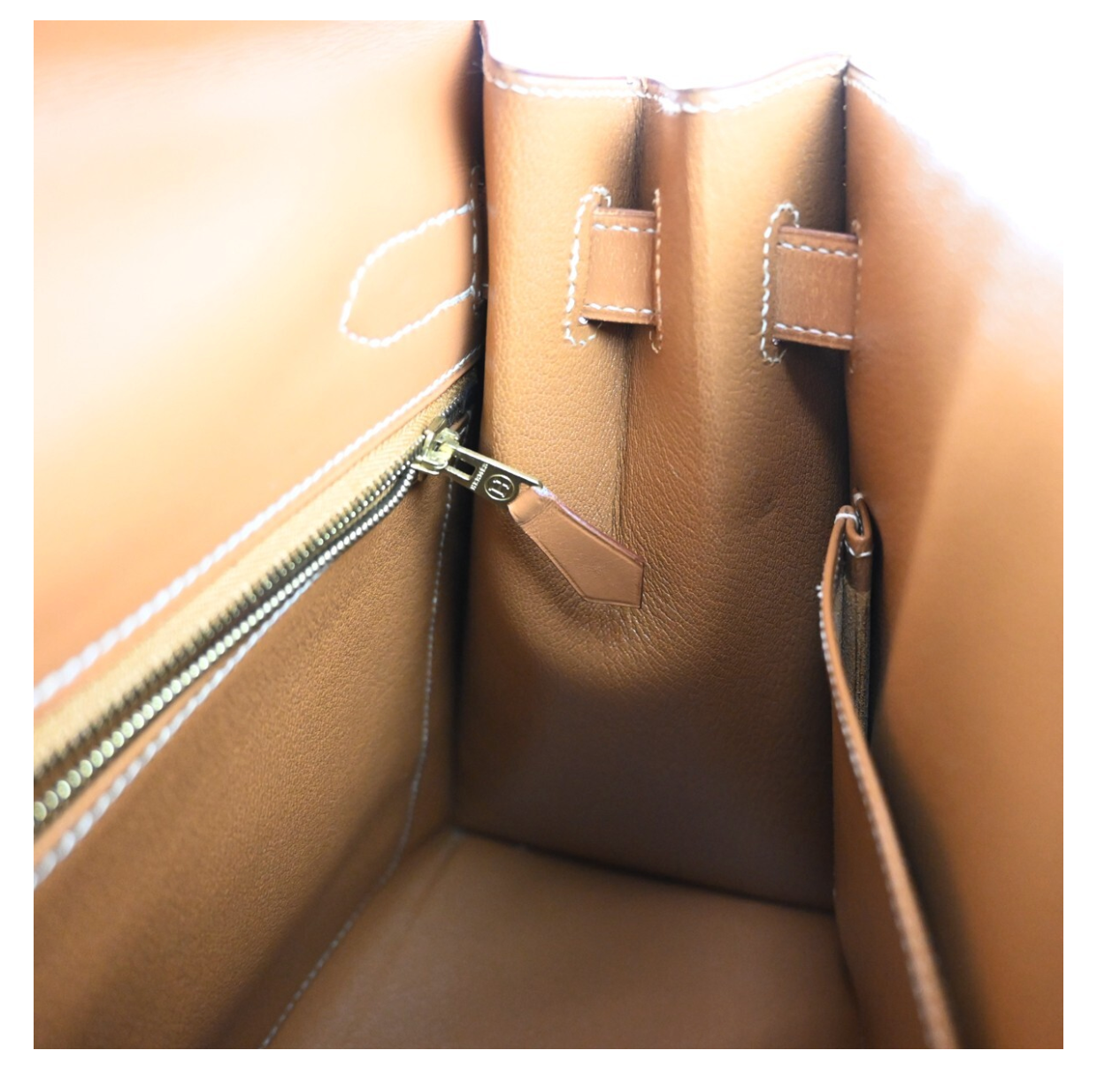 Hermes Tan With White Stitching Kelly 32cms