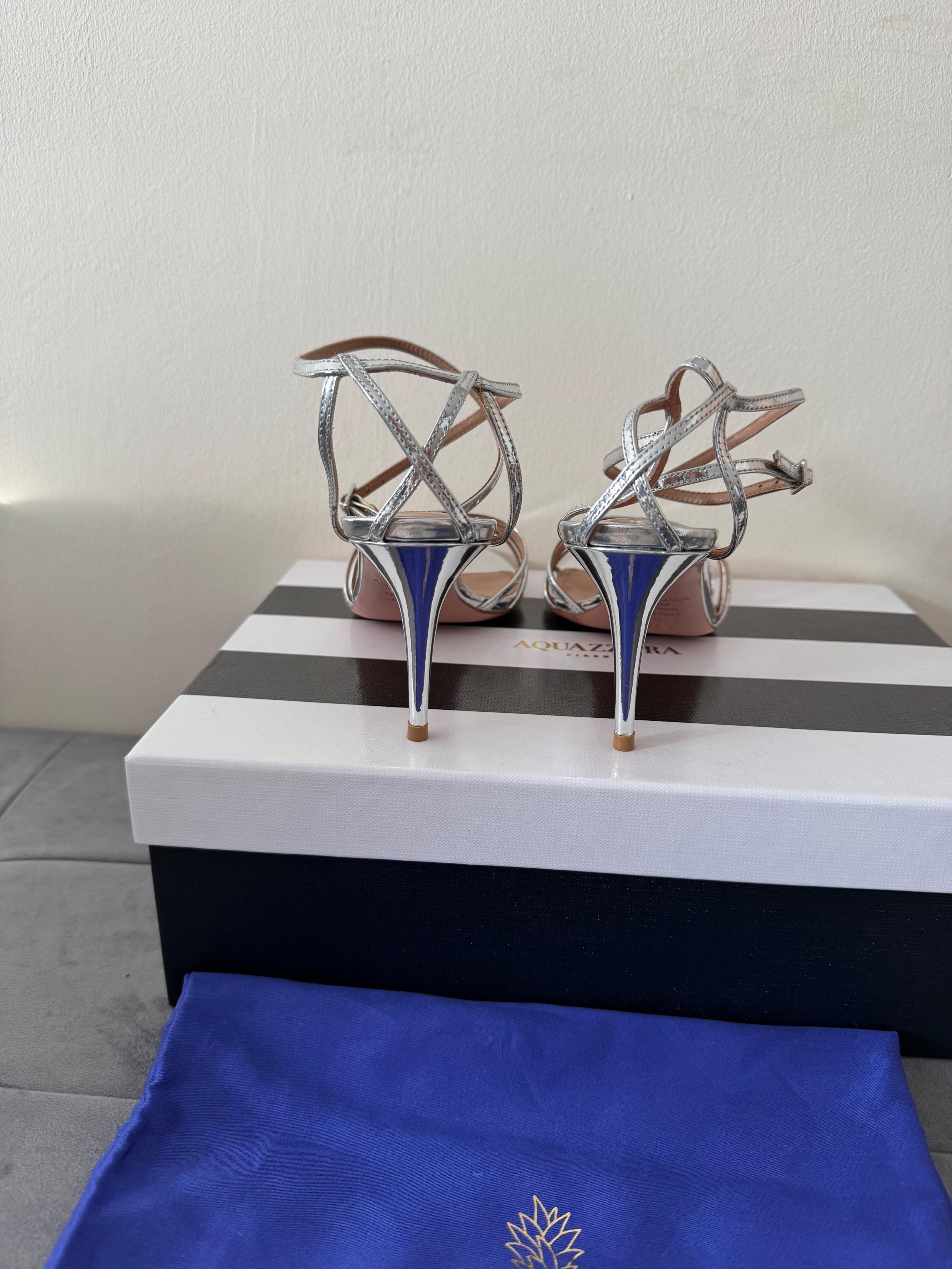 Aquazurra Silver Very First Kiss Sandals