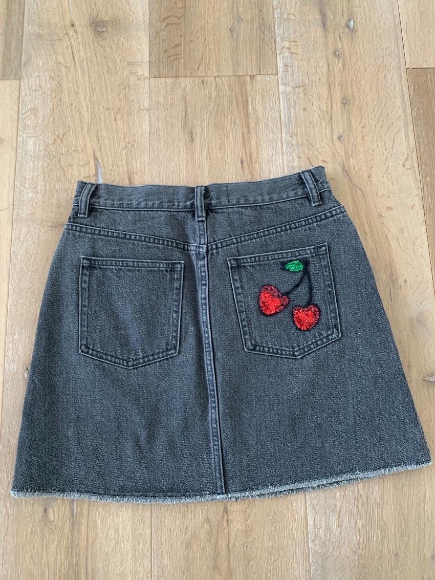 Marc by Marc Jacobs cherry embellished denim skirt