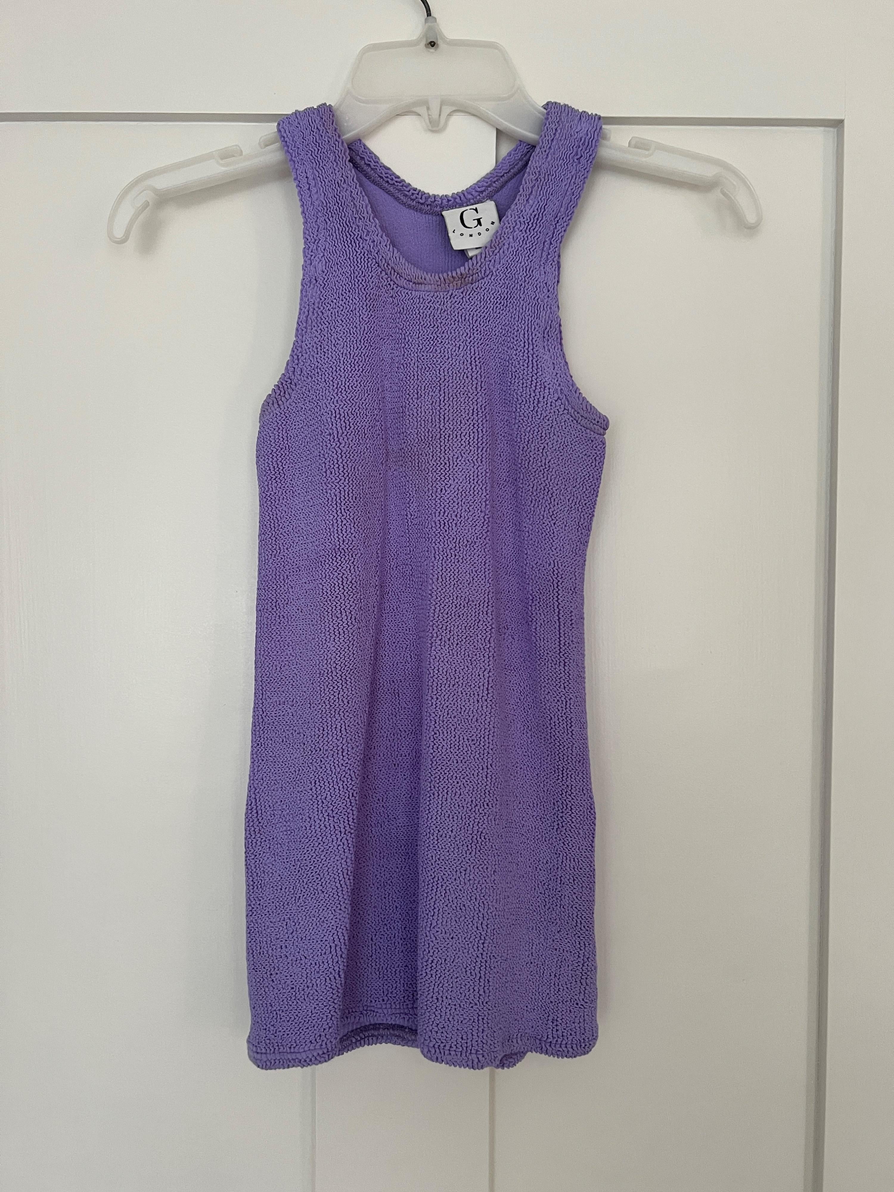 Hunza G Purple Seersucker Iris Mini Dress