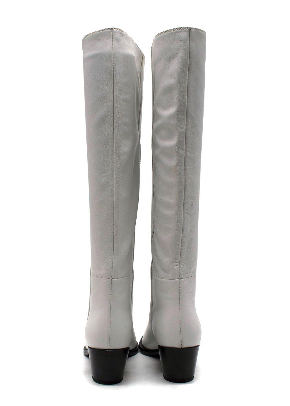 Gianvinto Rossi White Knee High Leather Cow Boy Boots