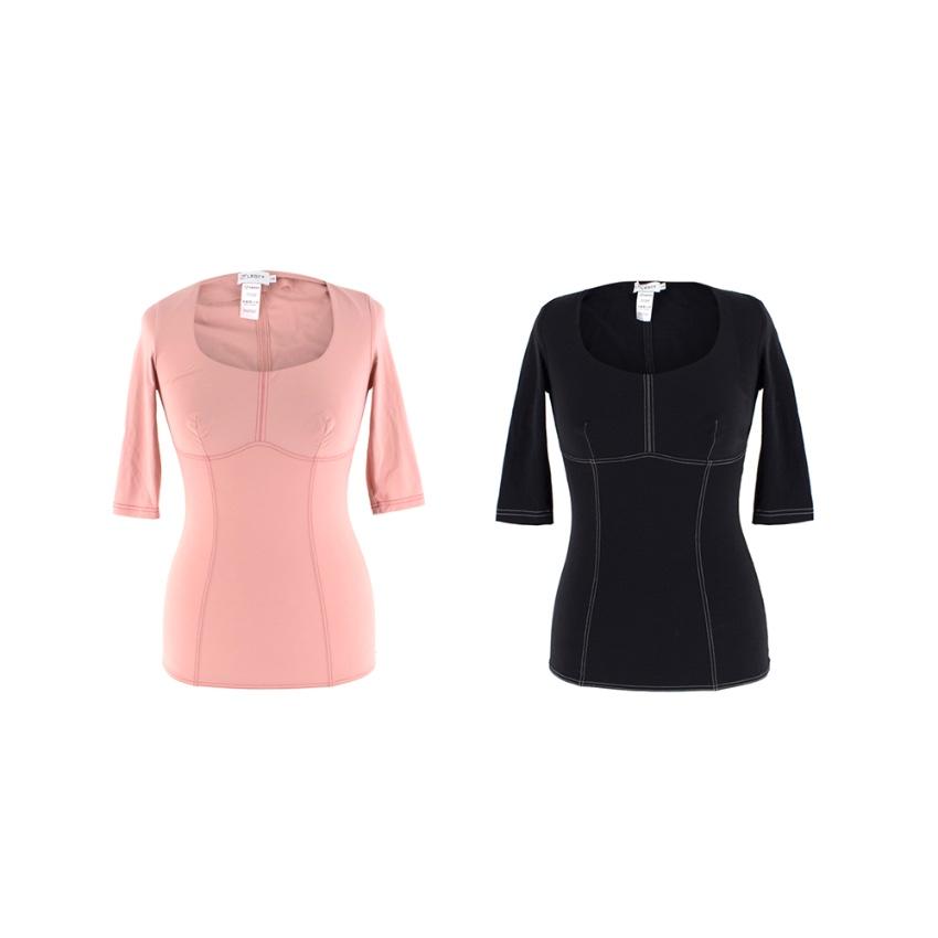 Ernest Leoty Black & Pink Corset Inspired Set of 2 Tops