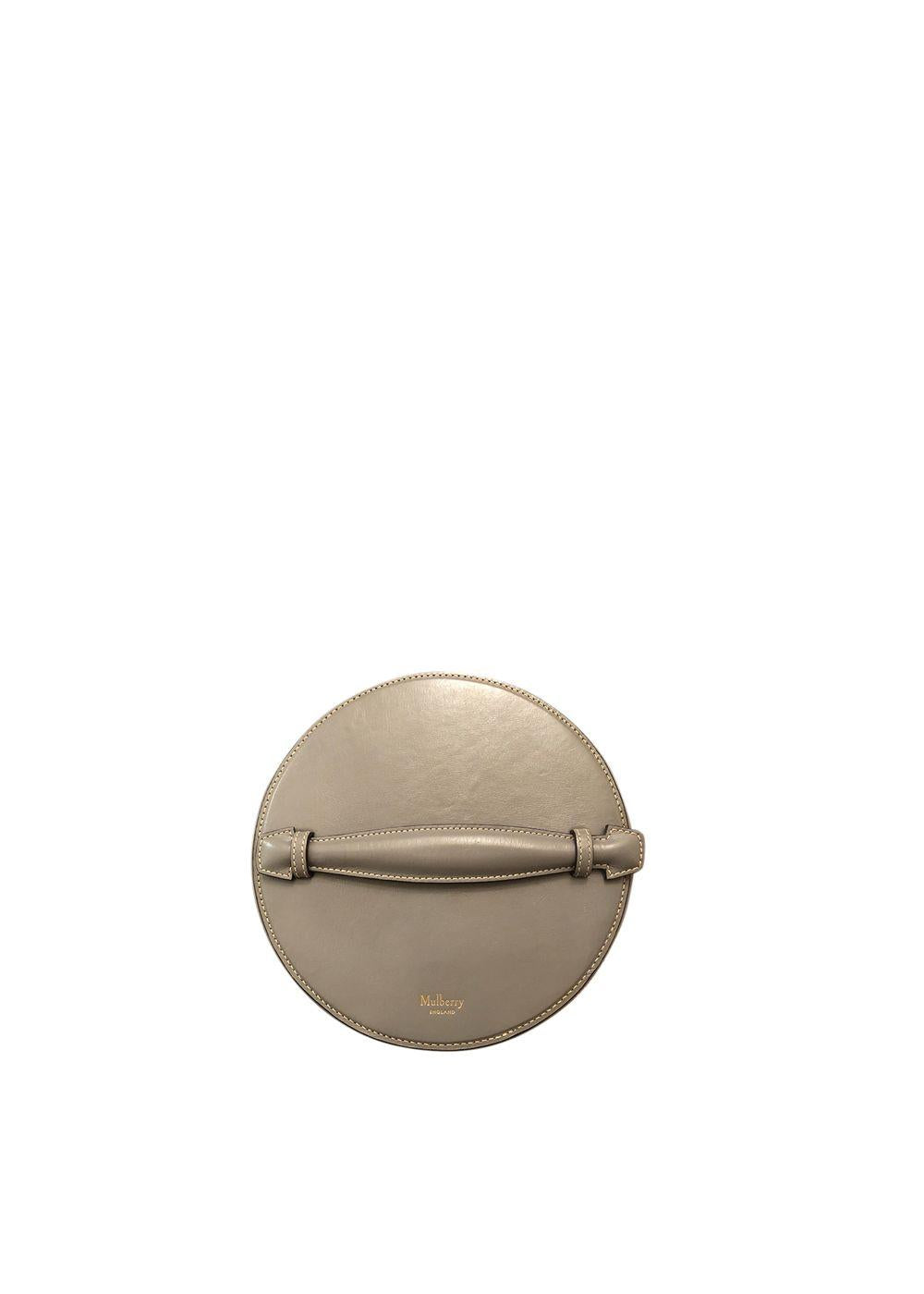 Grey Leather Circular Trunk Bag