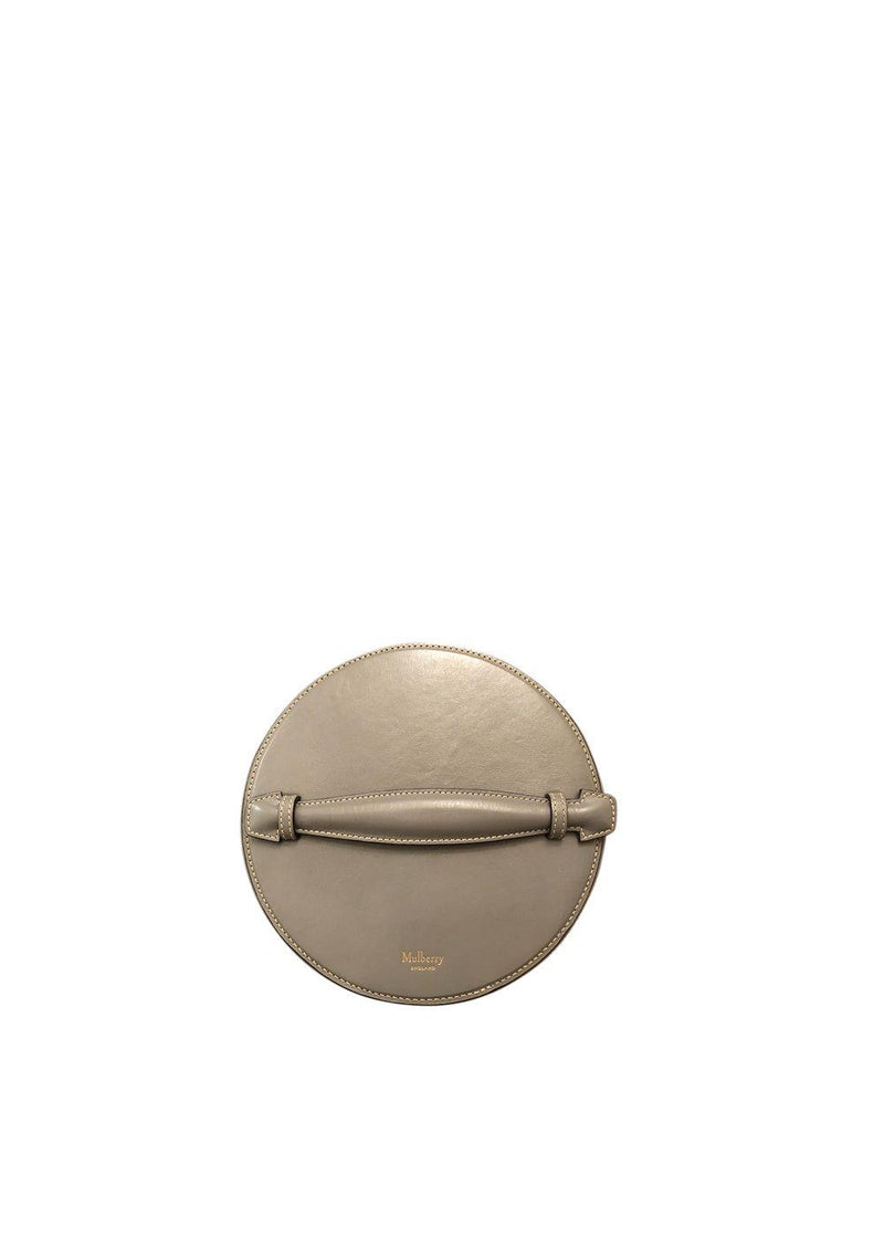 Grey Leather Circular Trunk Bag
