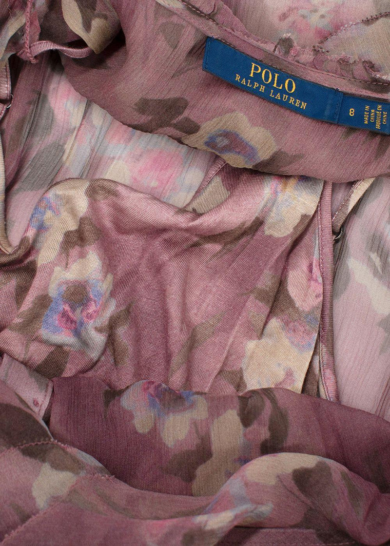 Polo Ralph Lauren Mauve Tulle Floral Midii Dress