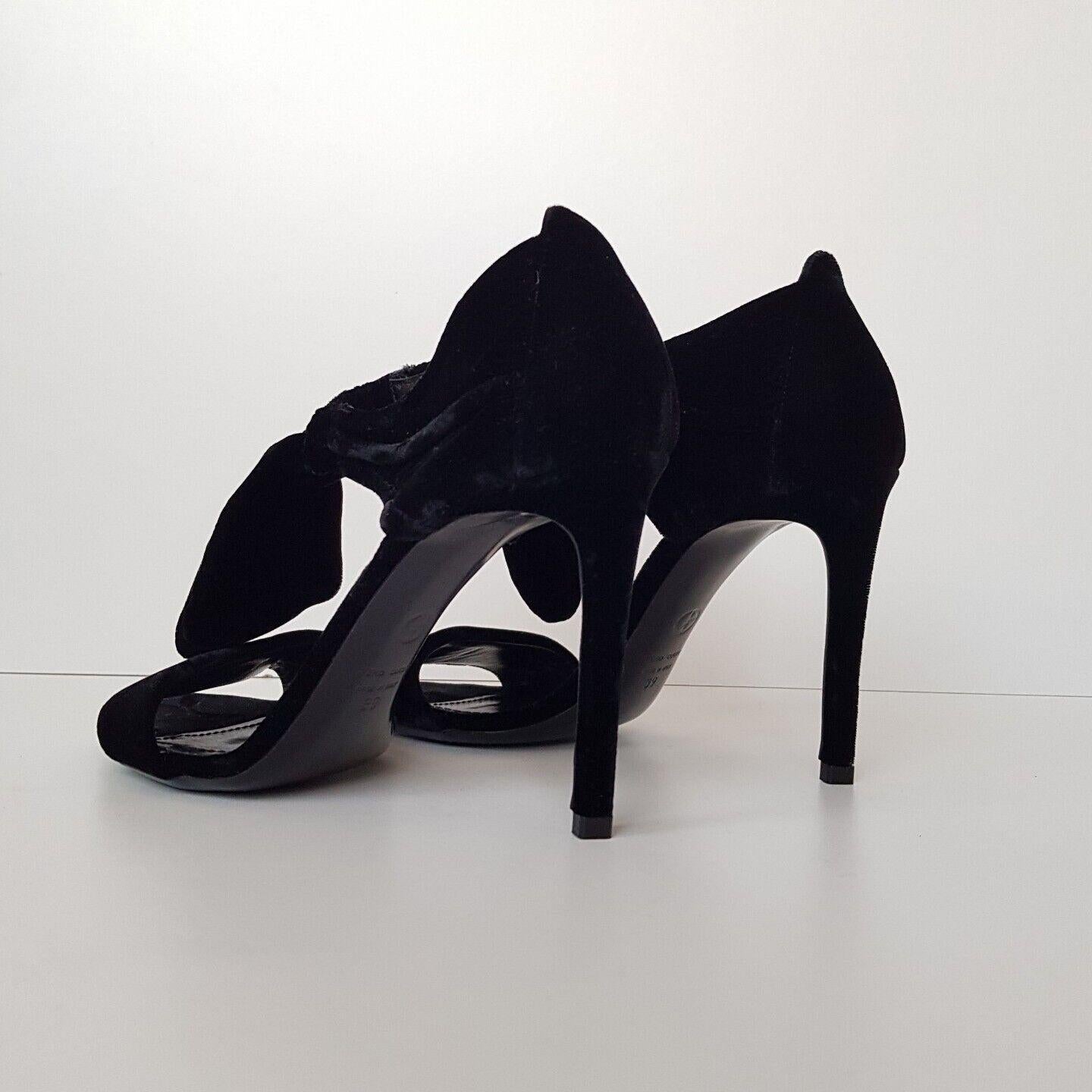 Black Velvet Bow Trim Sandals
