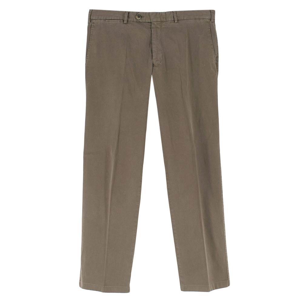 Canali Brown Cotton Straight Leg Trousers