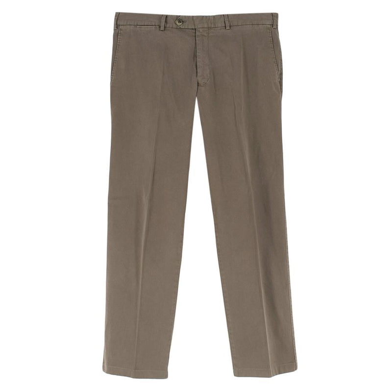 Canali Brown Cotton Straight Leg Trousers