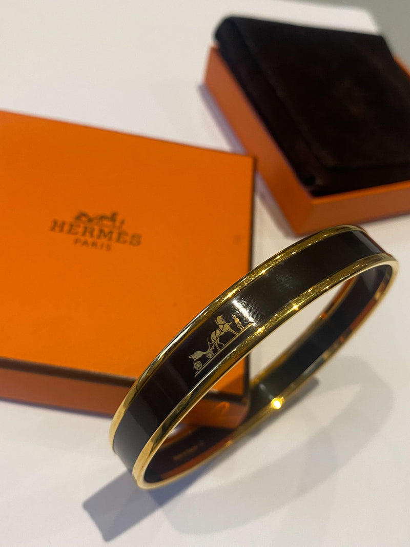 Slim Black Enamel Bangle