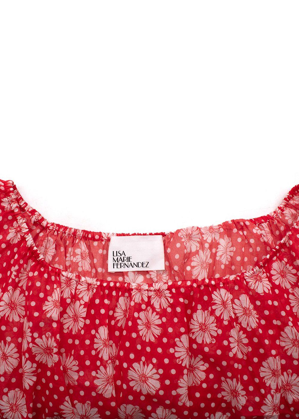 Lisa Marie Fernandez Red Floral Bardot Crop Top