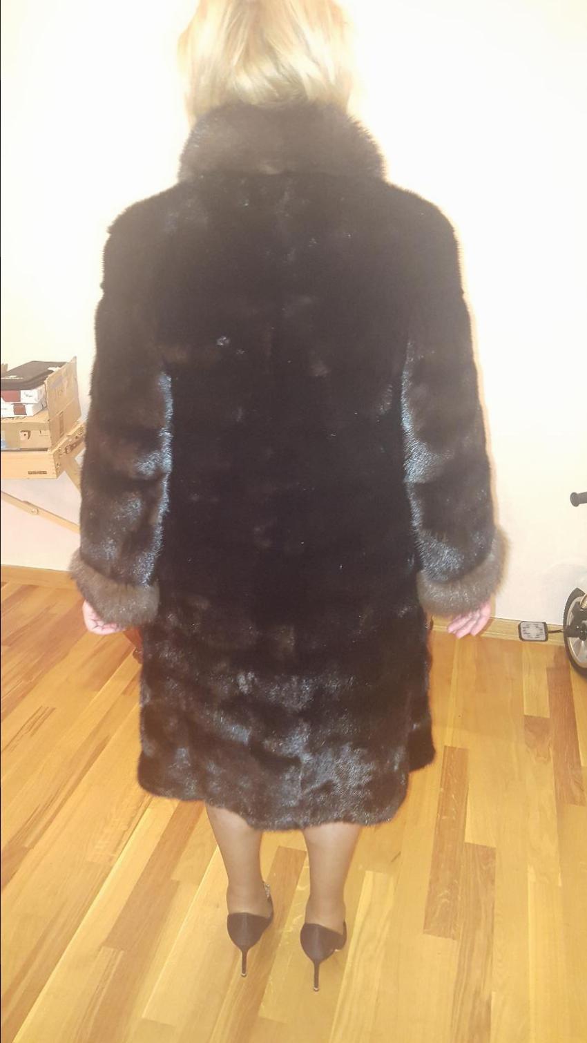 Bespoke sheared Mink coat with sable collar and cuffs