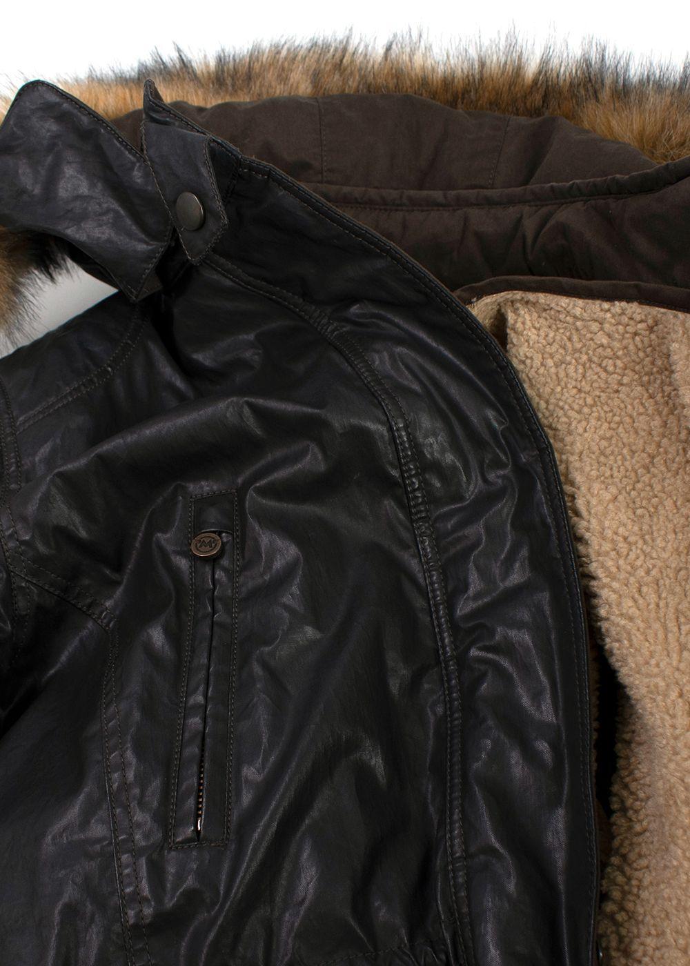Matchless Waxed Cotton Biker Jacket with Fur Hood