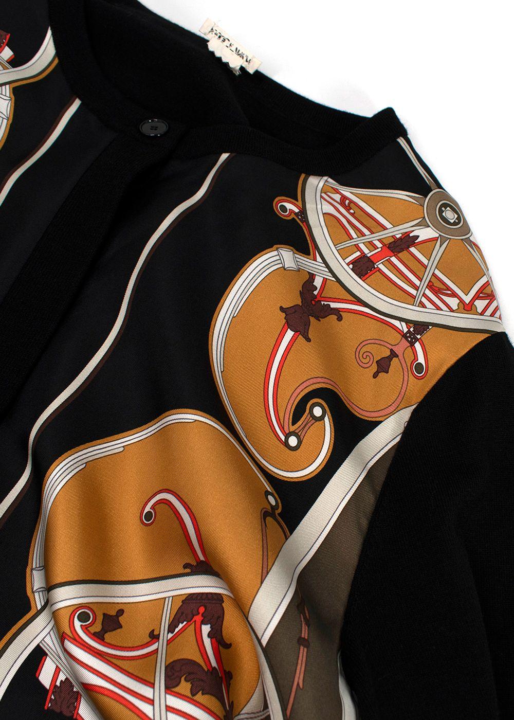 Hermes Black Patterned Silk Twillaine Cardigan
