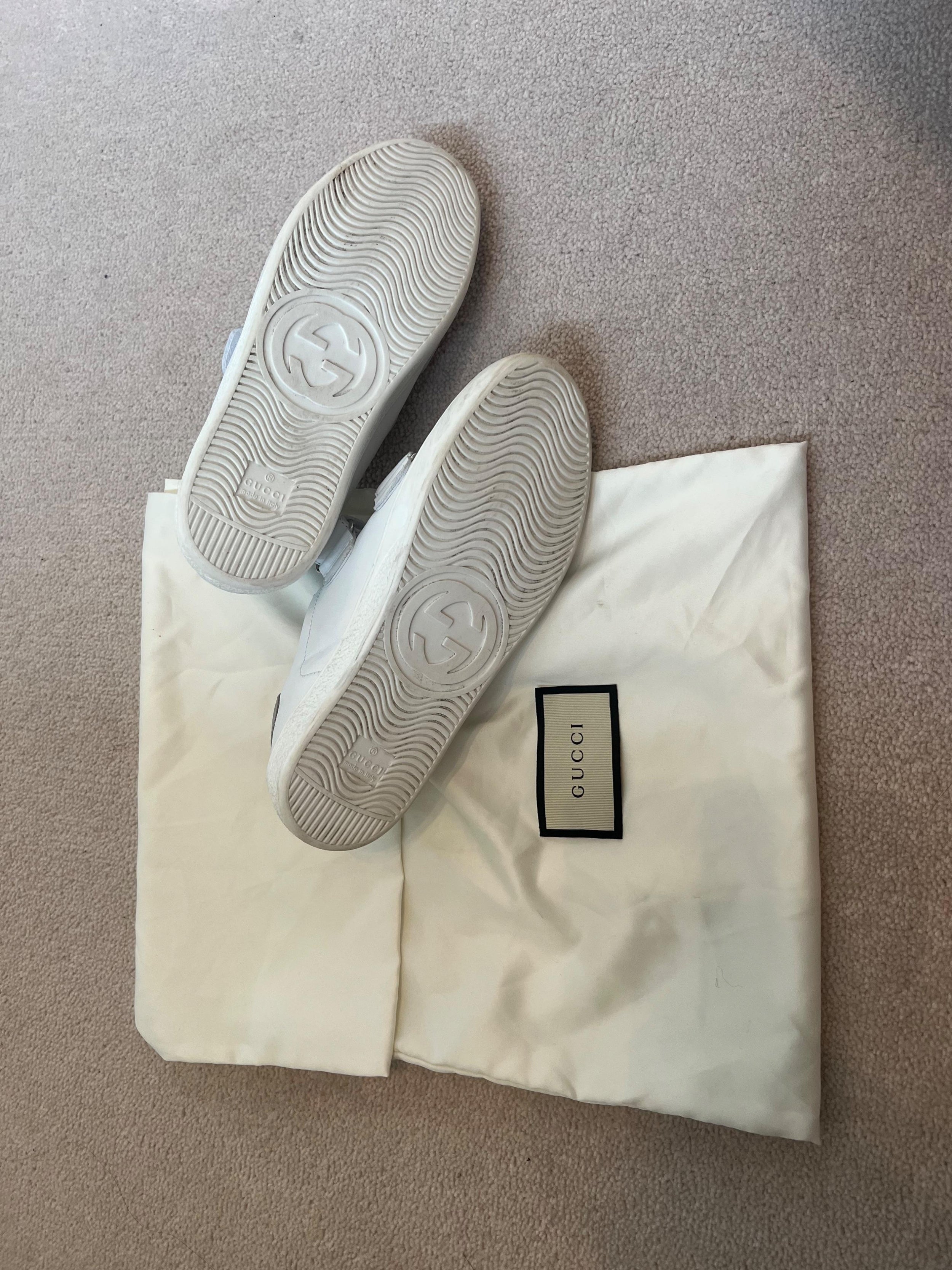 white leather velcro strap trainers