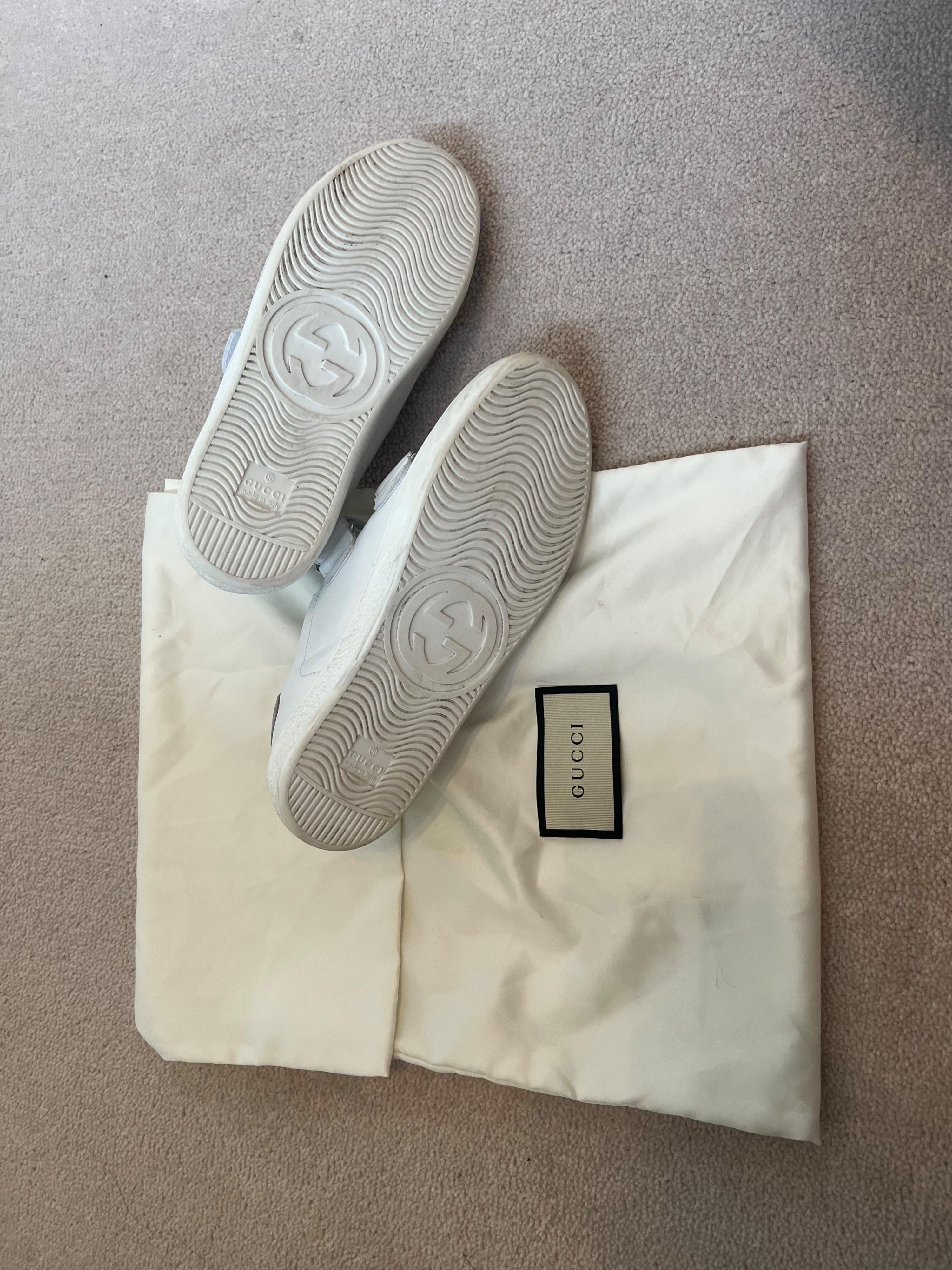 white leather velcro strap trainers