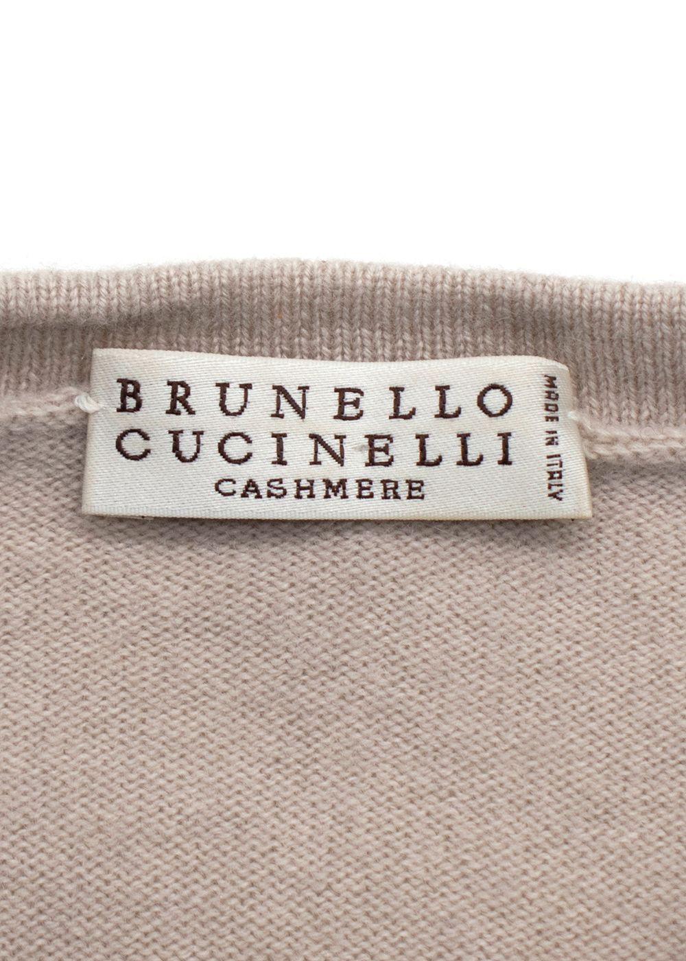 Brunello Cucinelli Beige Embellished Cashmere Knit