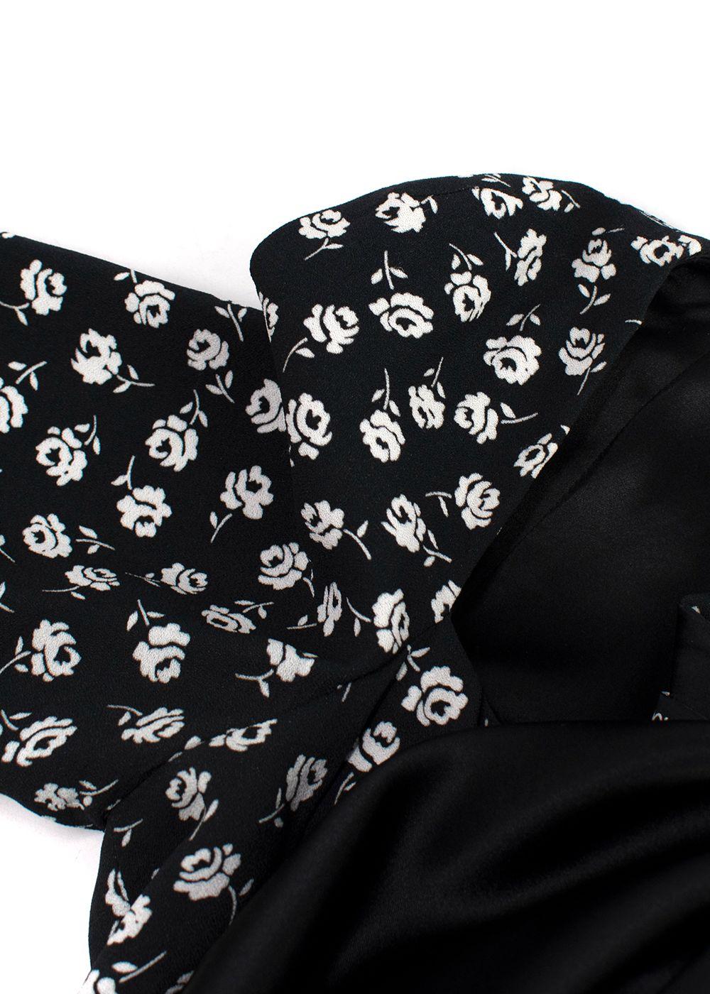 Dolce & Gabbana Black Floral Print Crepe Midi Dress
