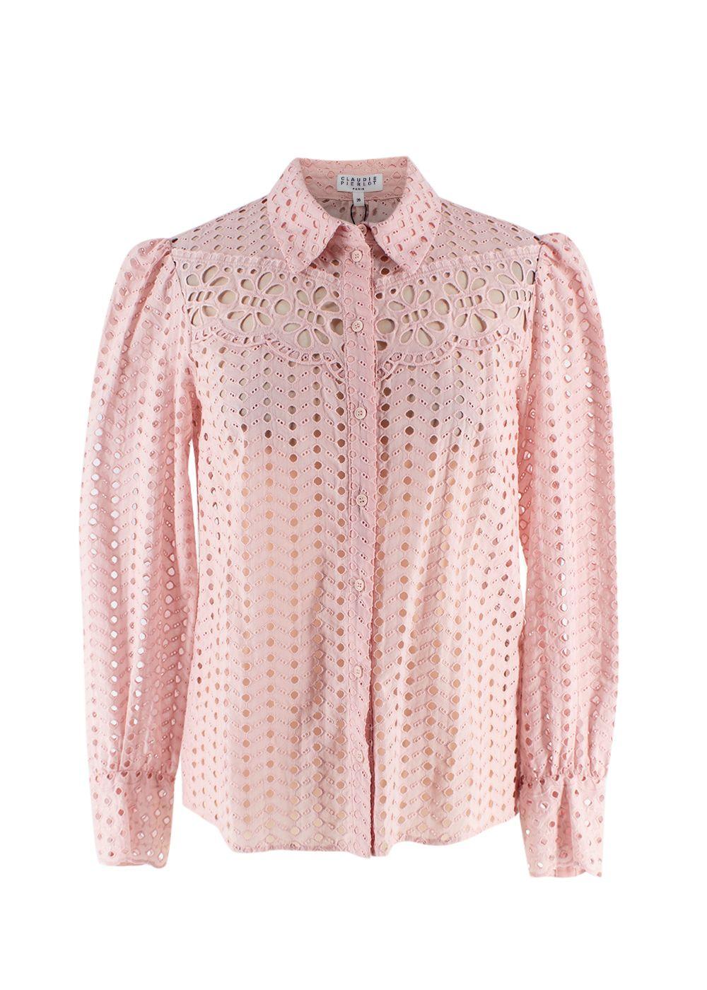 Claudie Pierlot Pink Broidere Anglaise Button Through Shirt