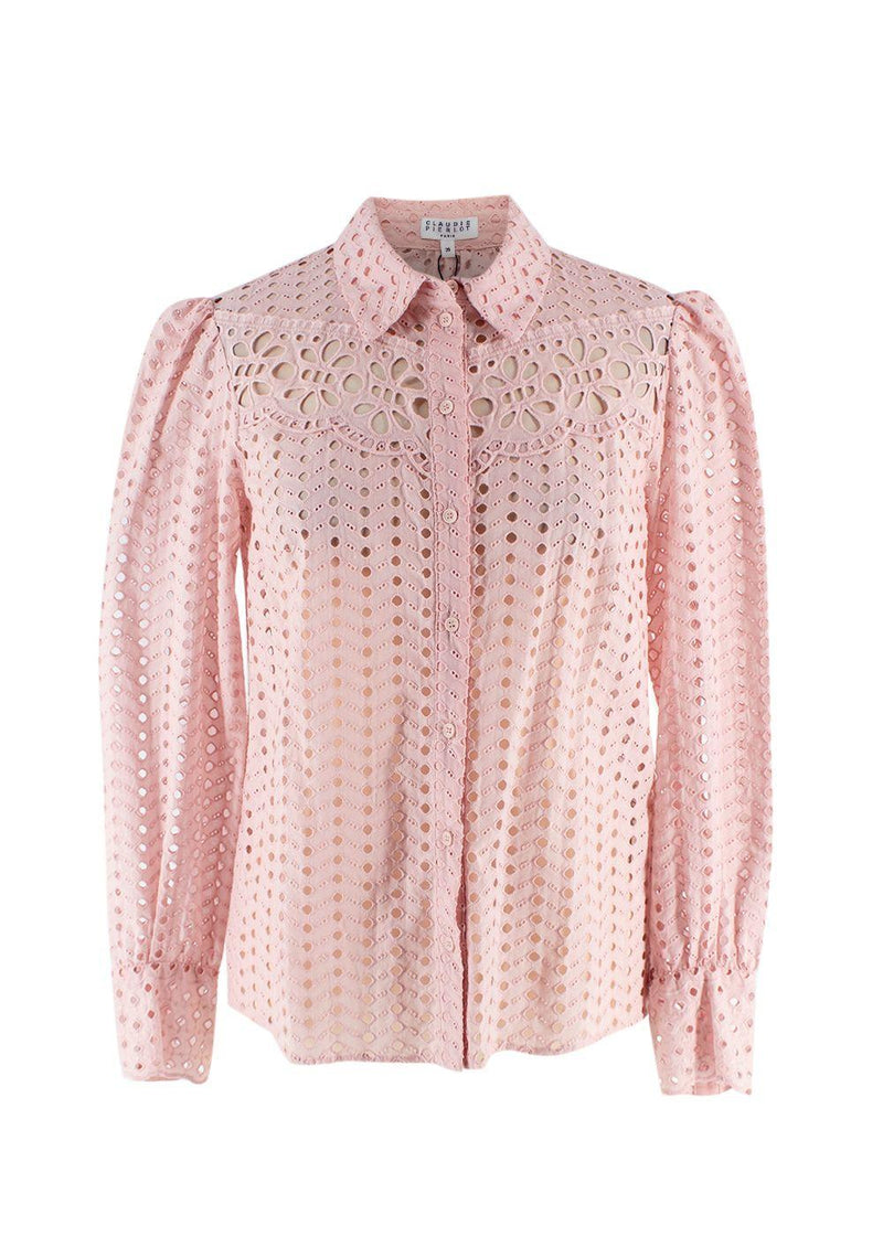 Claudie Pierlot Pink Broidere Anglaise Button Through Shirt