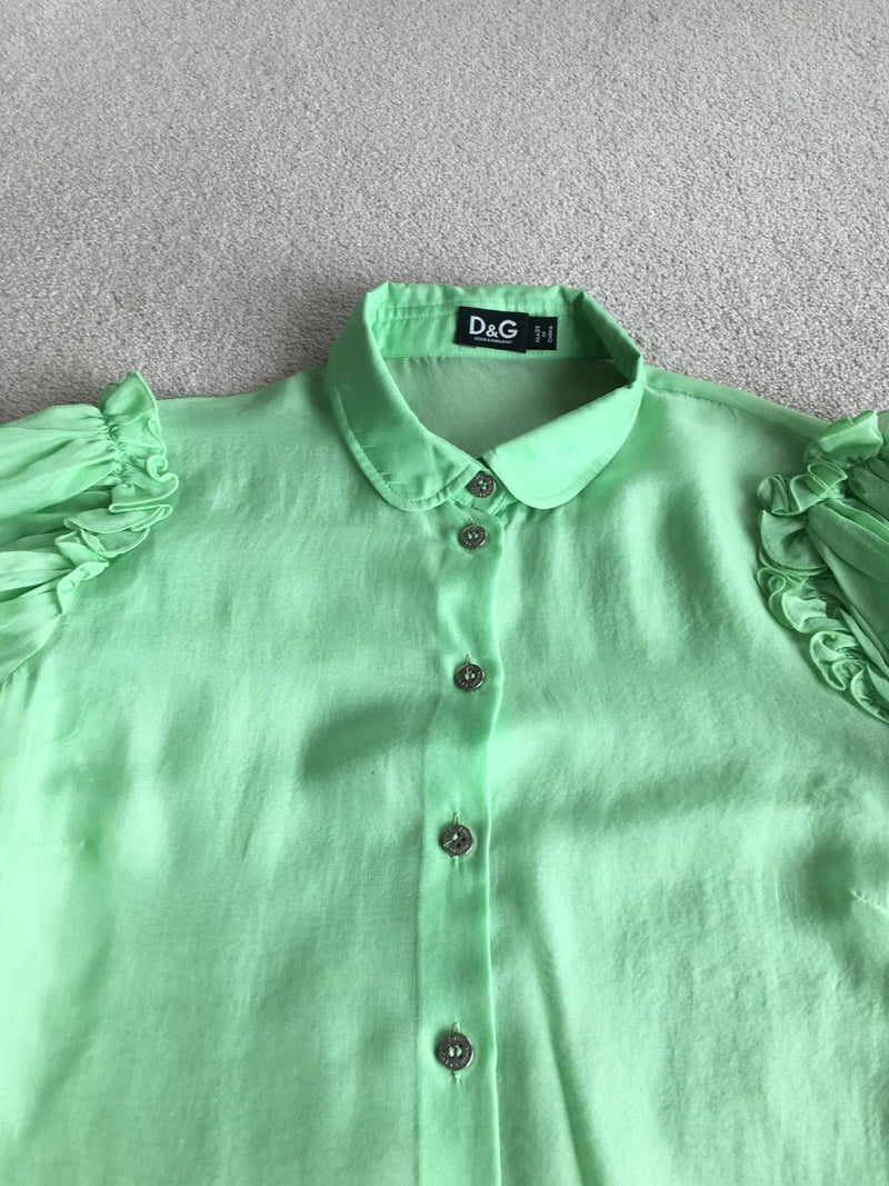 D&G Silk Pastel Green Short Sleeve Shirt