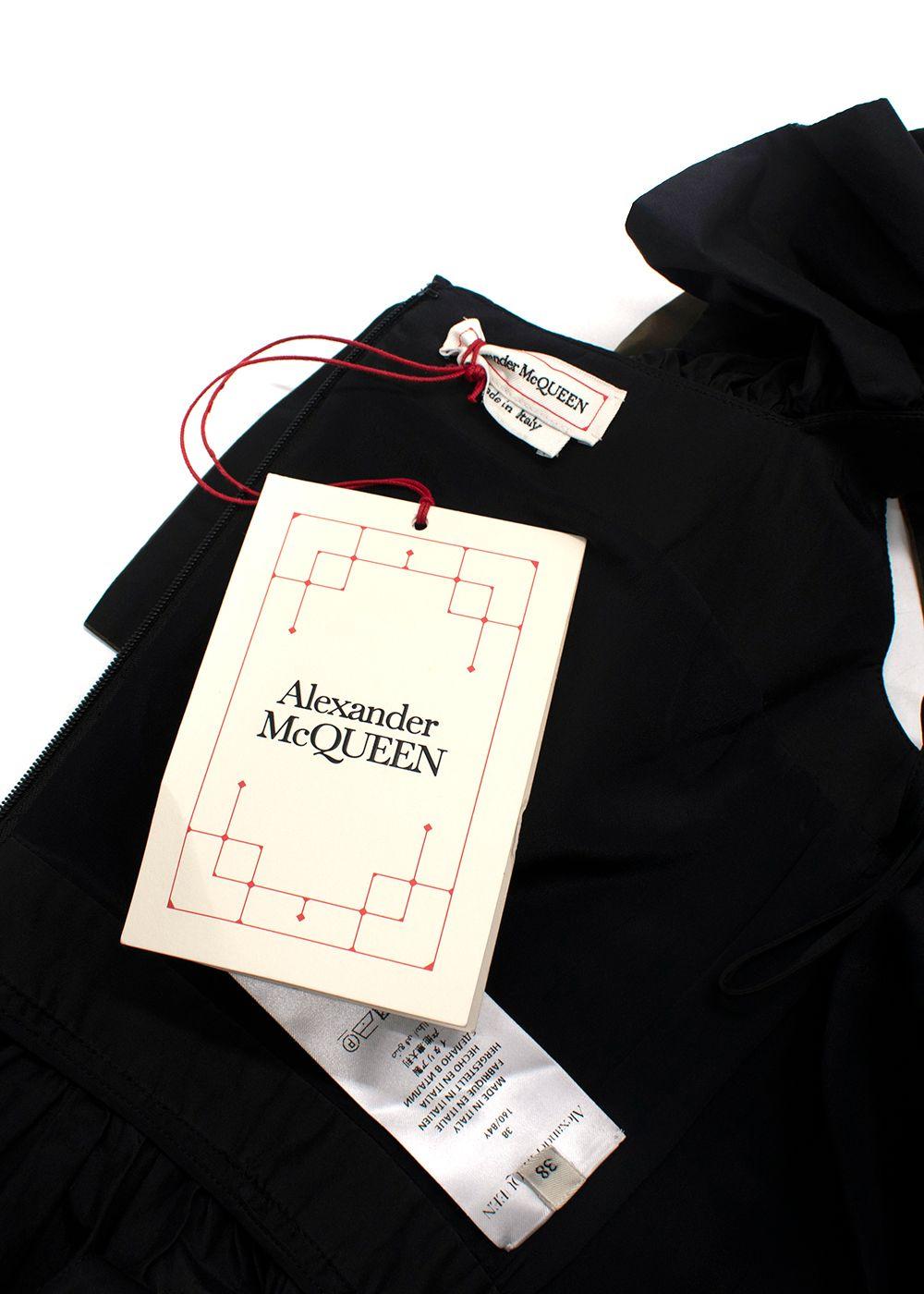 Alexander McQueen Black And Khaki Ruffled Midi Dress
