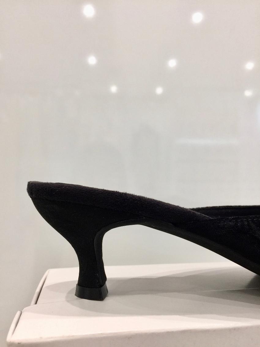 Sylvie Rost Black Crushed Velour Evening Slippers