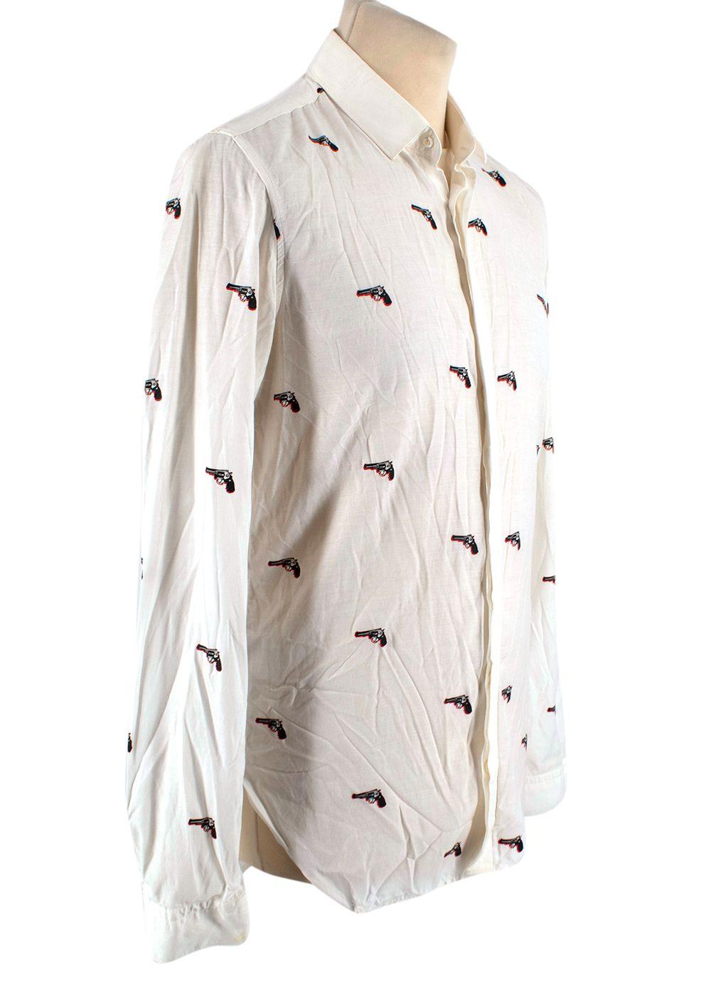 Pistol Print White Cotton Shirt