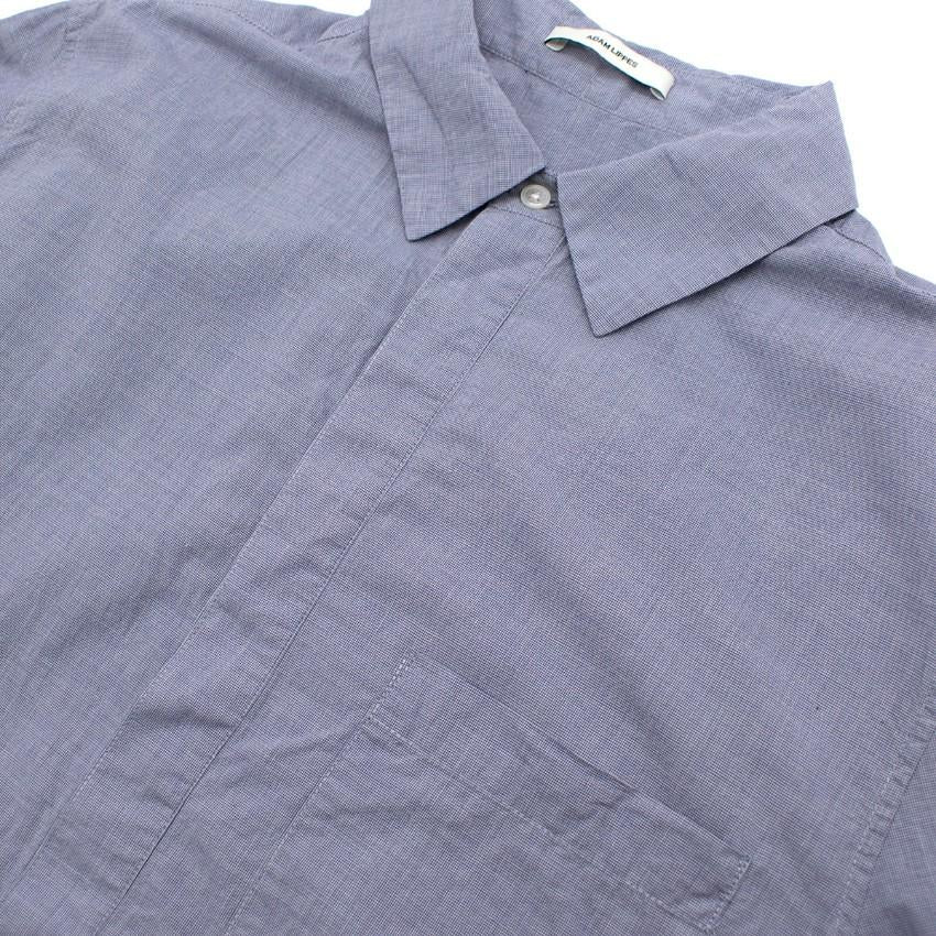 Adam Lippes Blue Houndstooth Check Shirt Dress