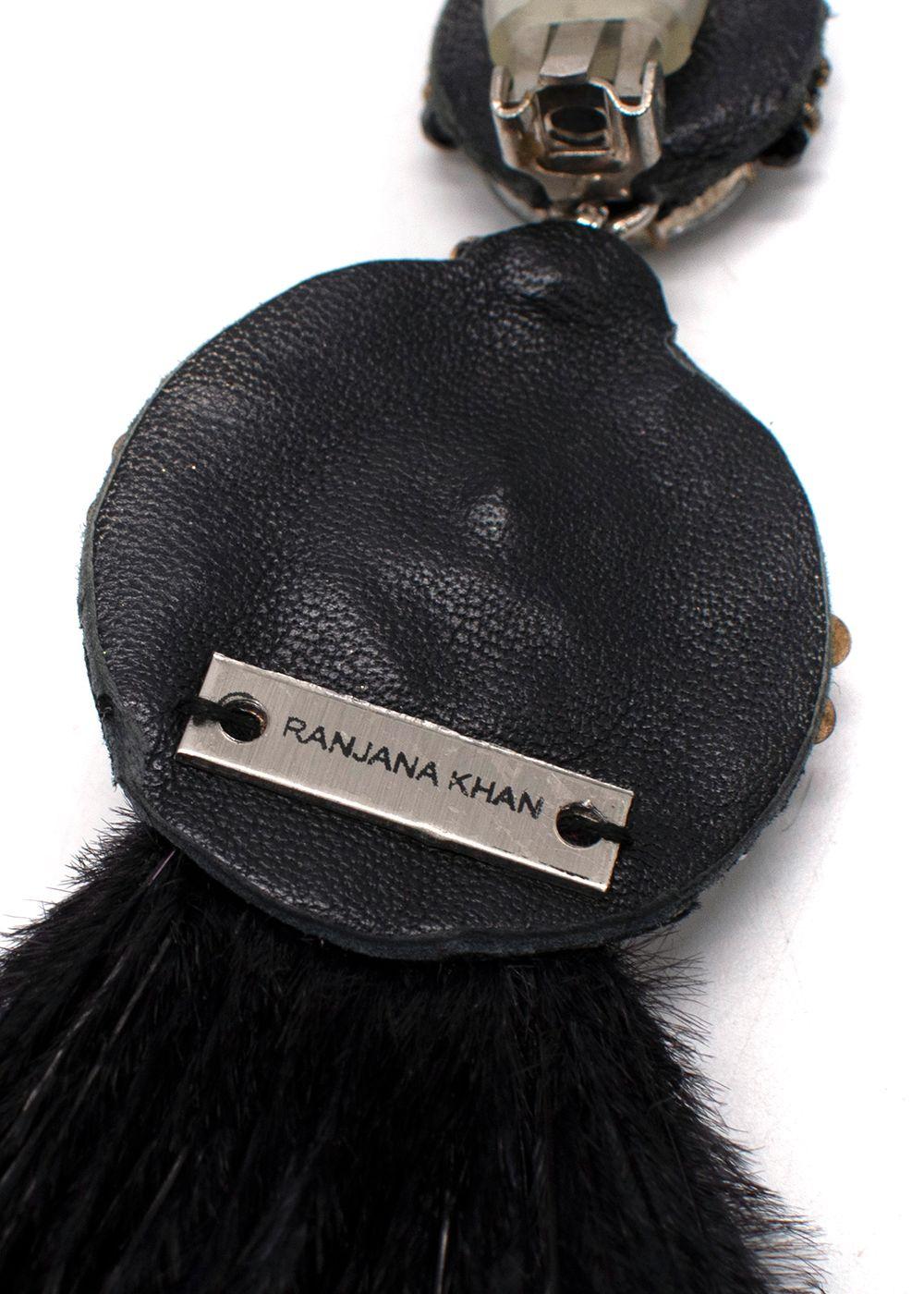 Ranjana Khan Embellished Black Feather Clip On Earrings