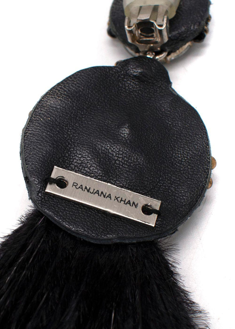Ranjana Khan Embellished Black Feather Clip On Earrings
