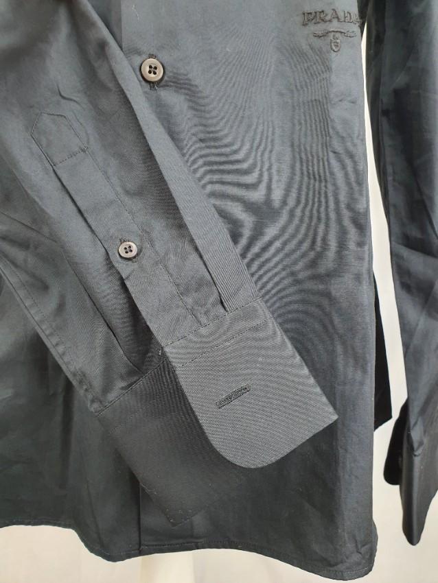 Prada Black Cotton Poplin Mens Shirt