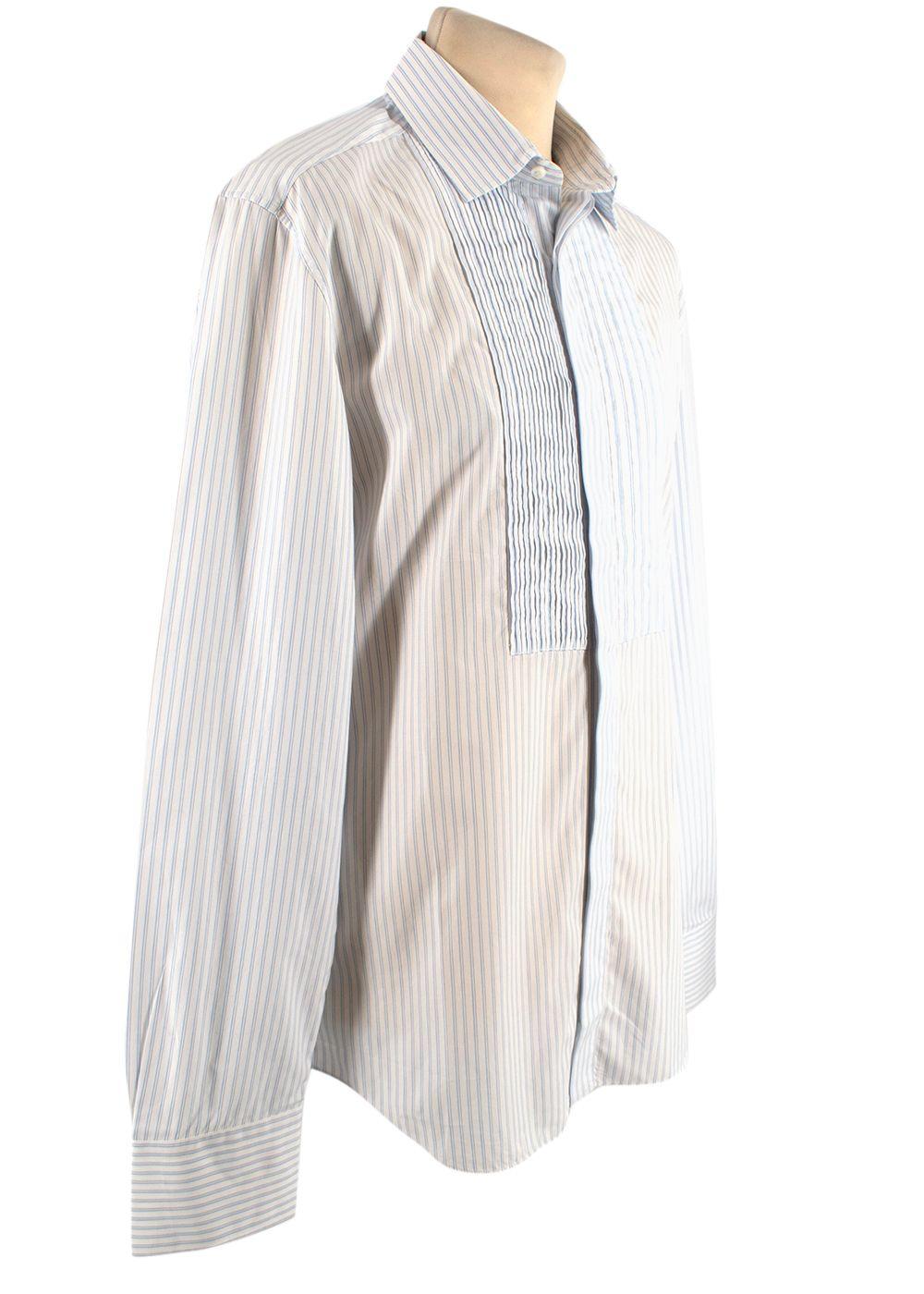 Blue Striped Cotton Dress Shirt