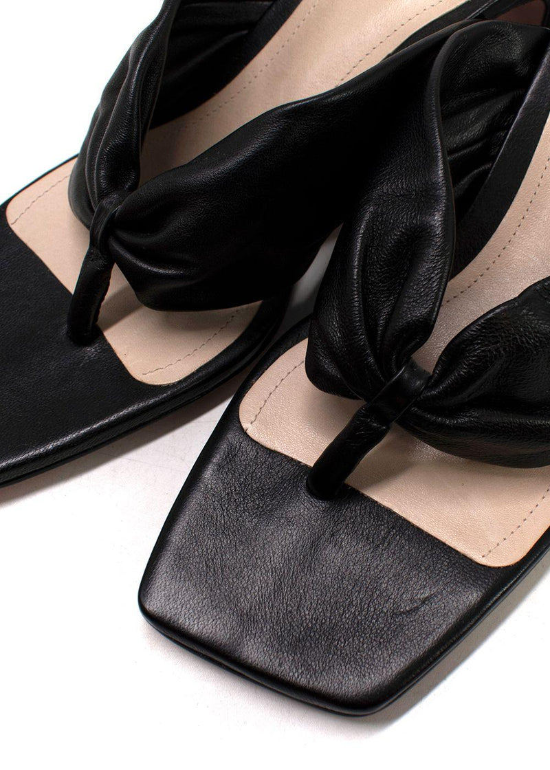 Porte & Paire Black Leather Mules