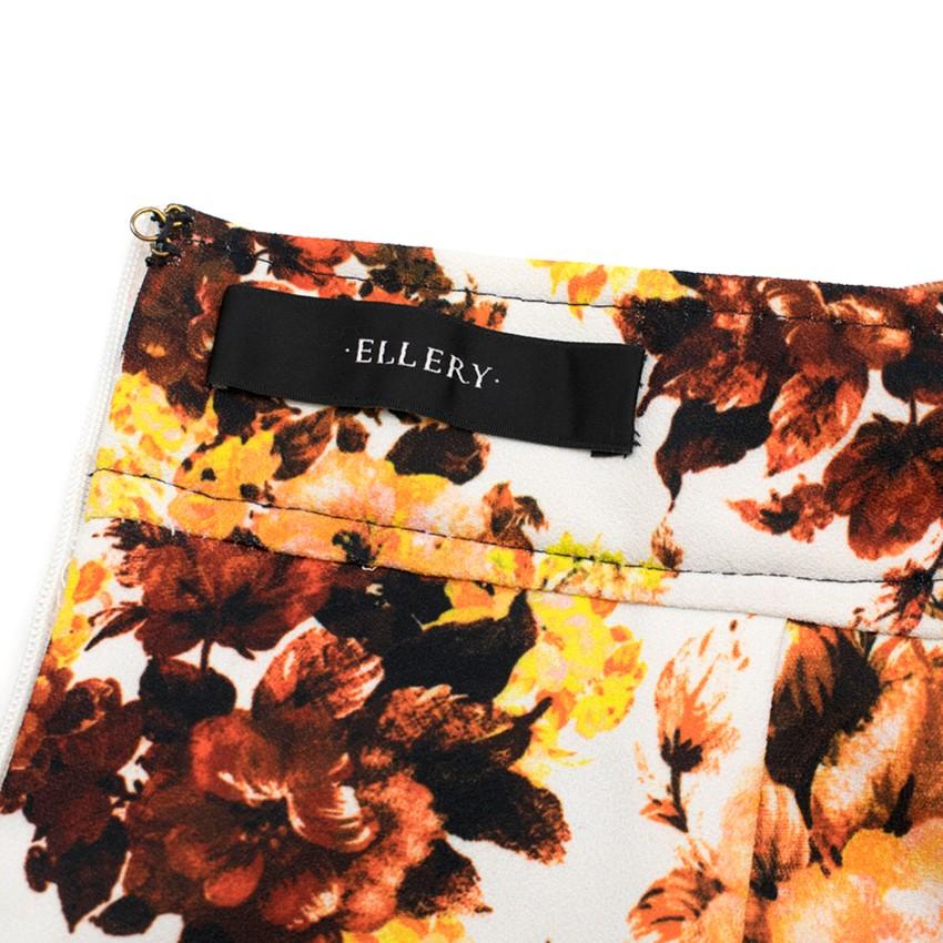 Ellery Orange Floral Print Ruffled Midi Skirt