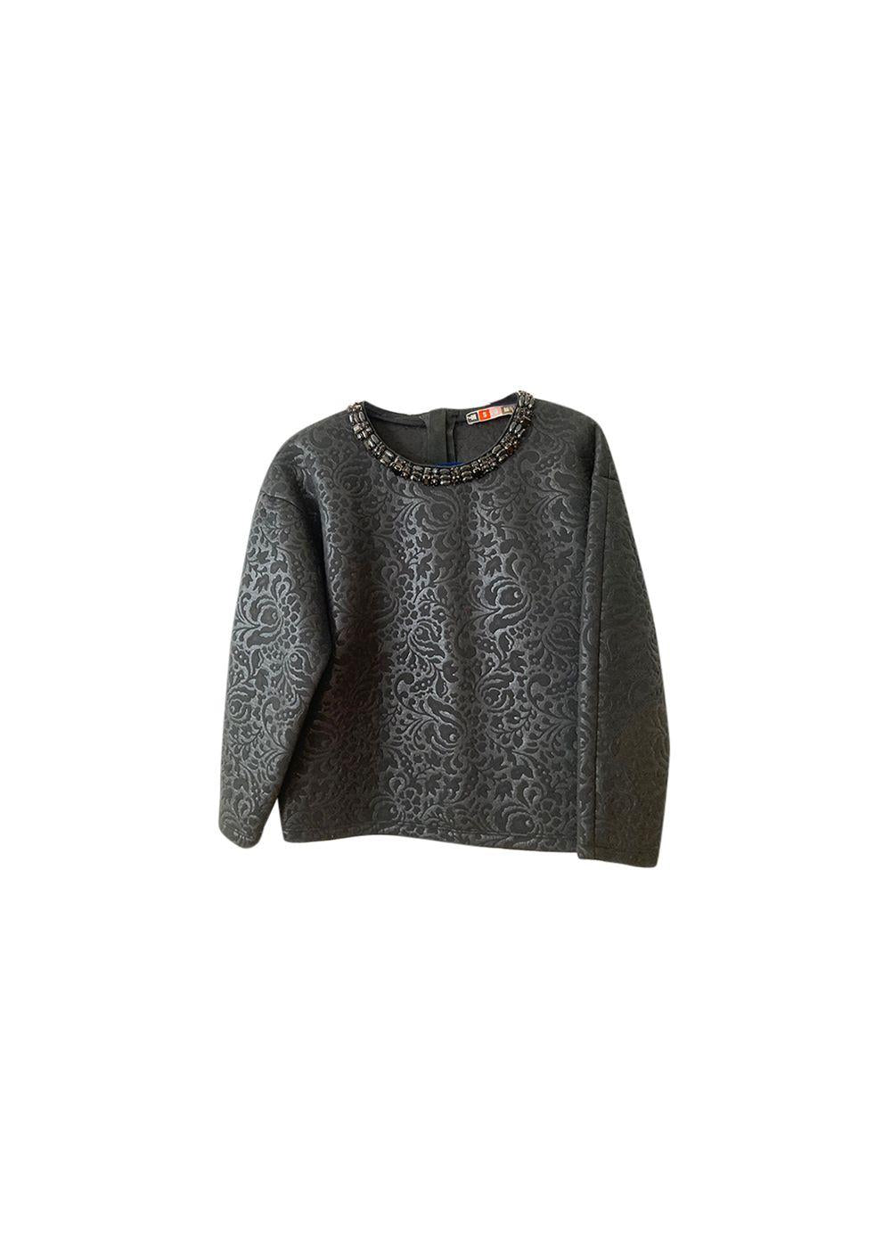 Black brocade crystal trim top
