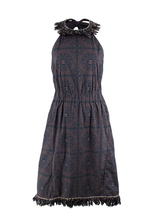 Chanel Fringed CC Paisley Print Halterneck Dress