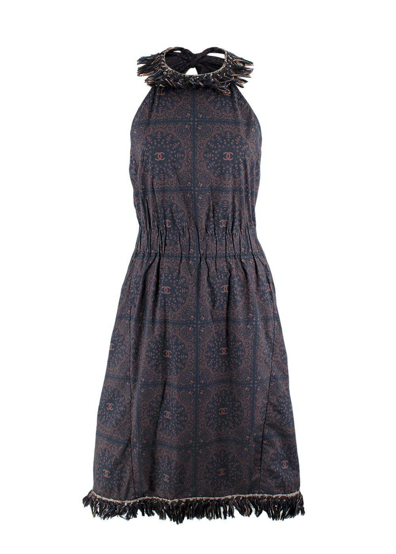 Chanel Fringed CC Paisley Print Halterneck Dress