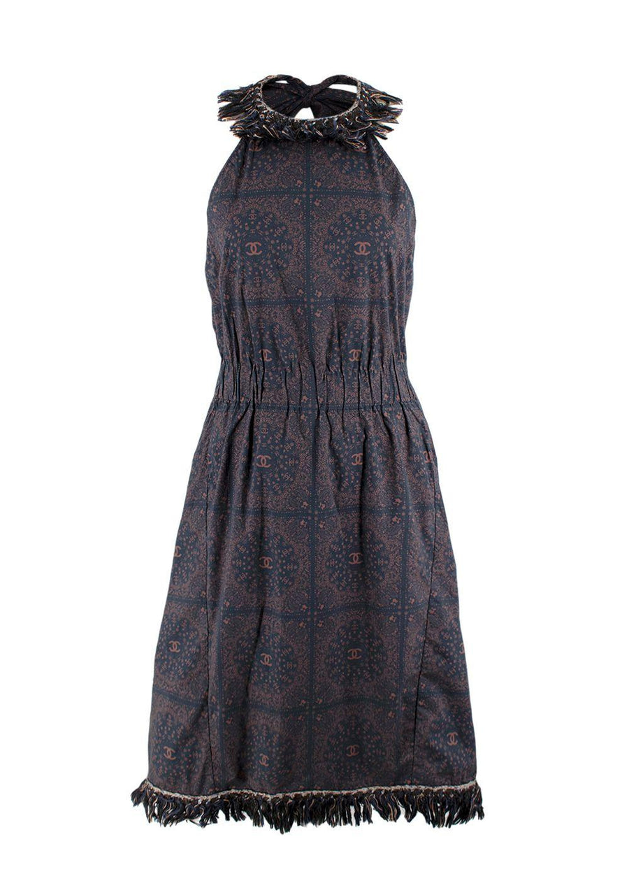 Chanel Fringed CC Paisley Print Halterneck Dress