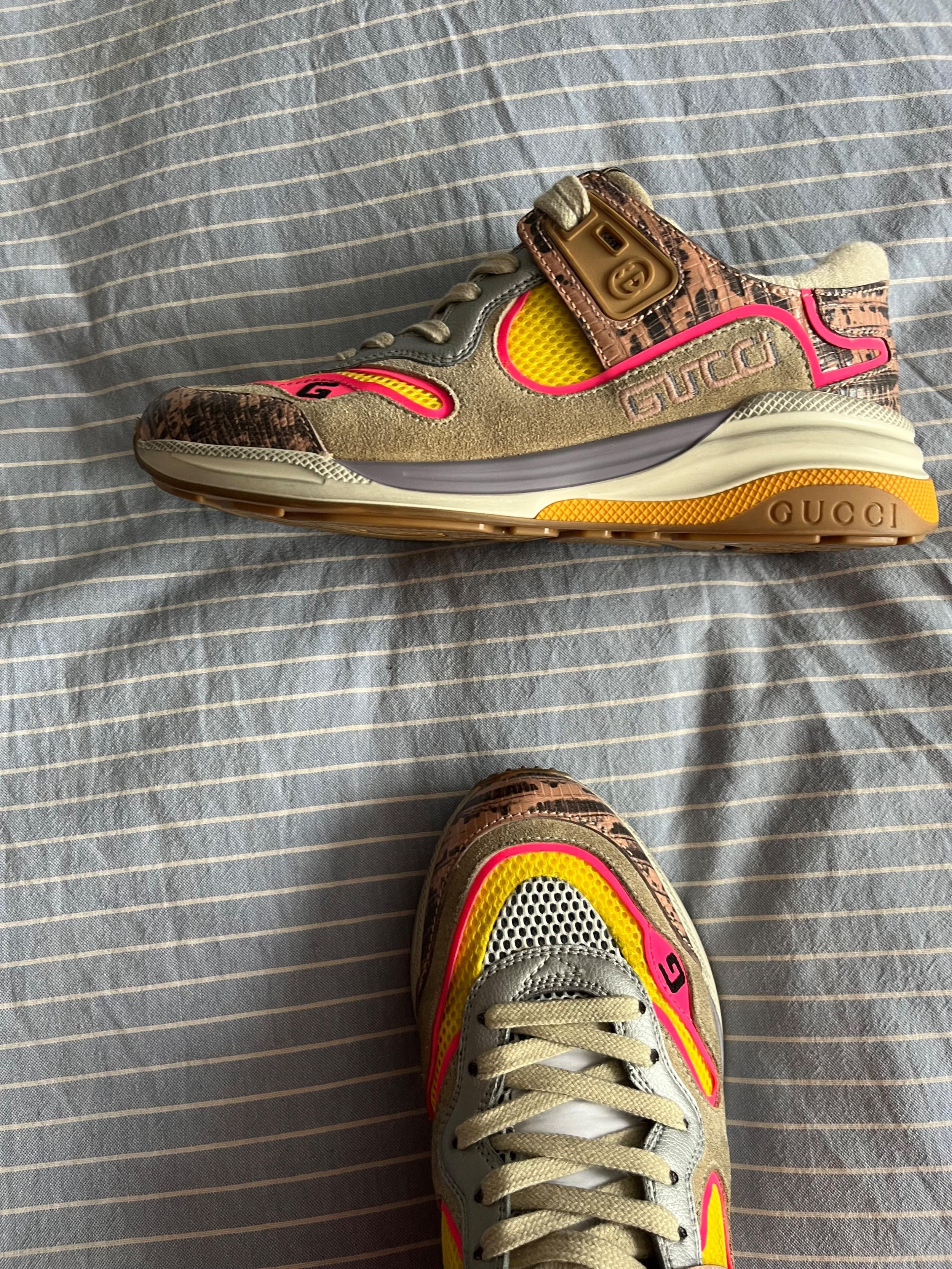 Ultrapace Snake-effect Leather, Mesh And Distressed Suede Trainers