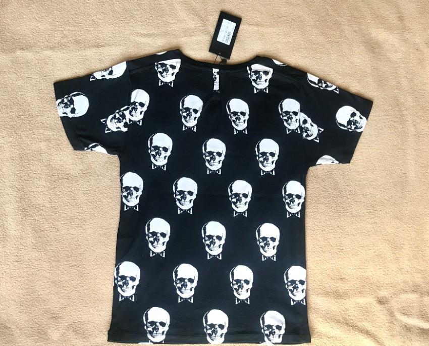 Saint Laurent Black & White Skull Print T-Shirt