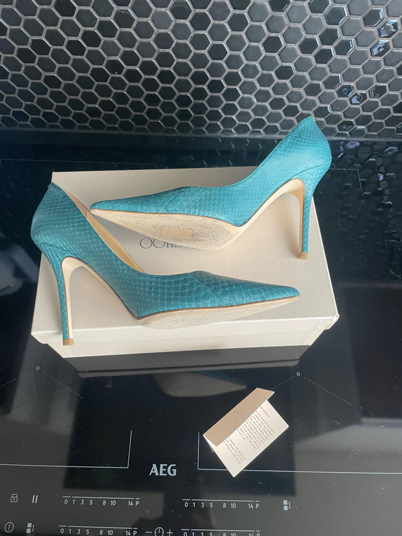 Jimmy Choo Blue Elaphe Matt Pumps
