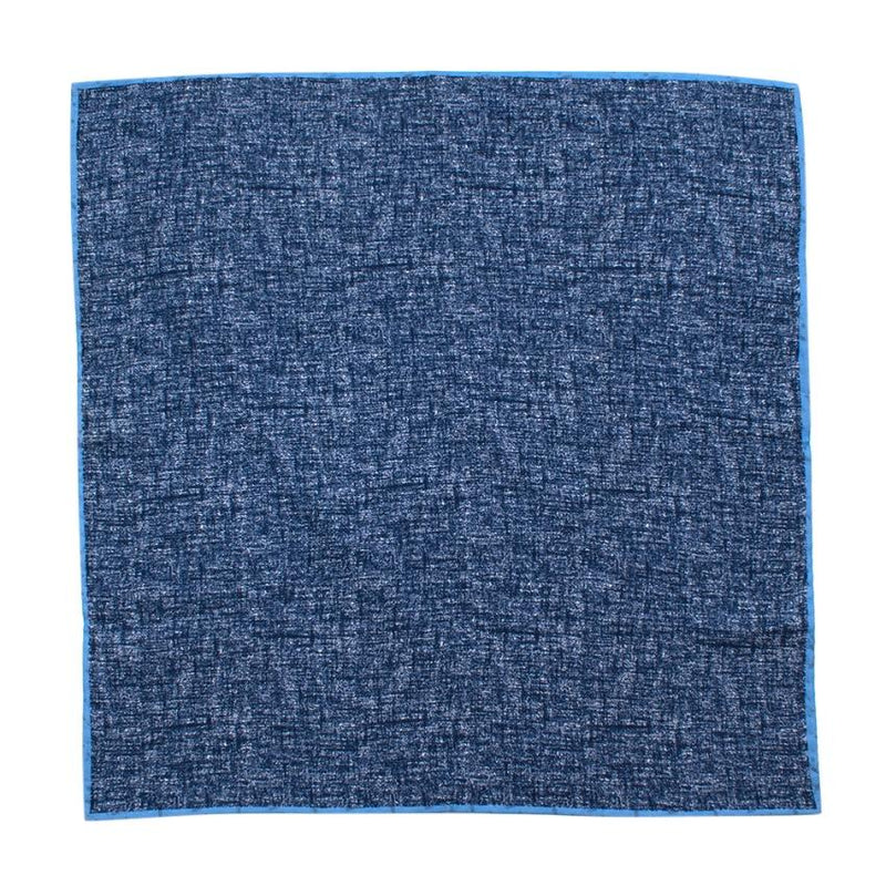 Boggi Blue Double Faced Floral & Denim Print Silk Handkerchief