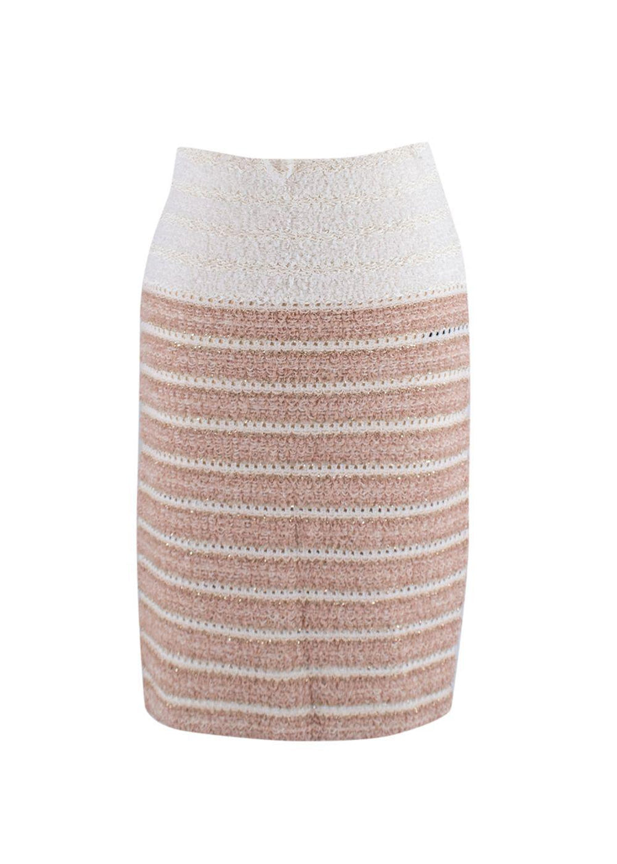 Genoux Metallic Striped Tweed Skirt