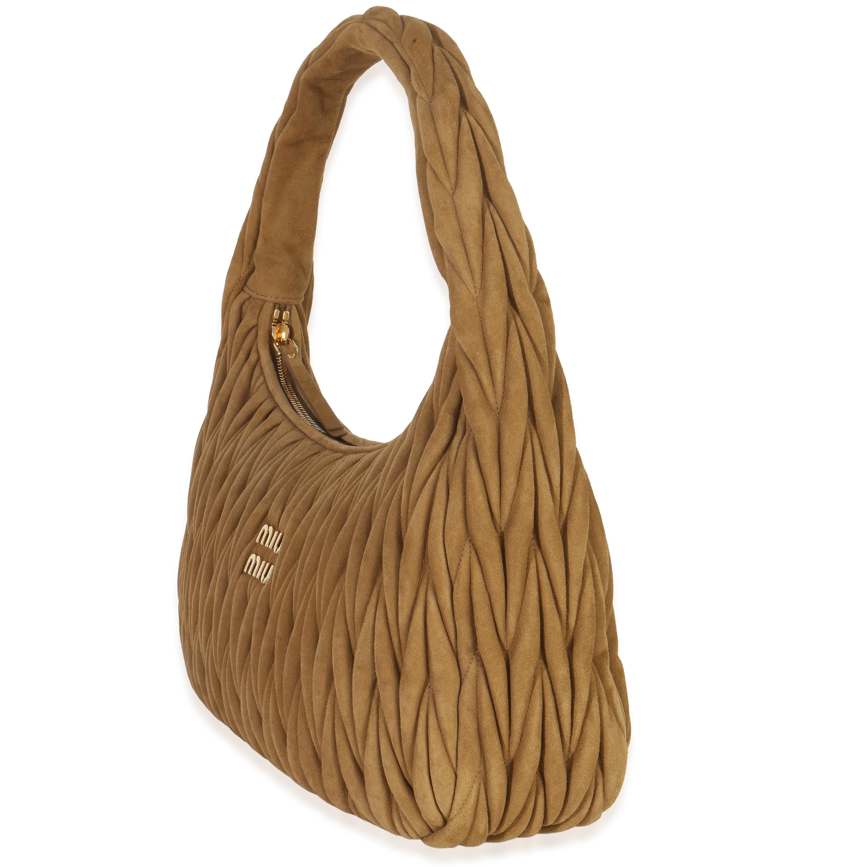 Miu Miu Brown Suede Matelasse Wander Hobo