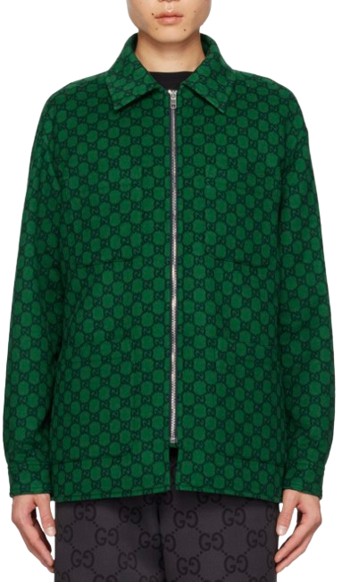 Men's Green Monogrammed Padded Wool-felt Bomber Jacket