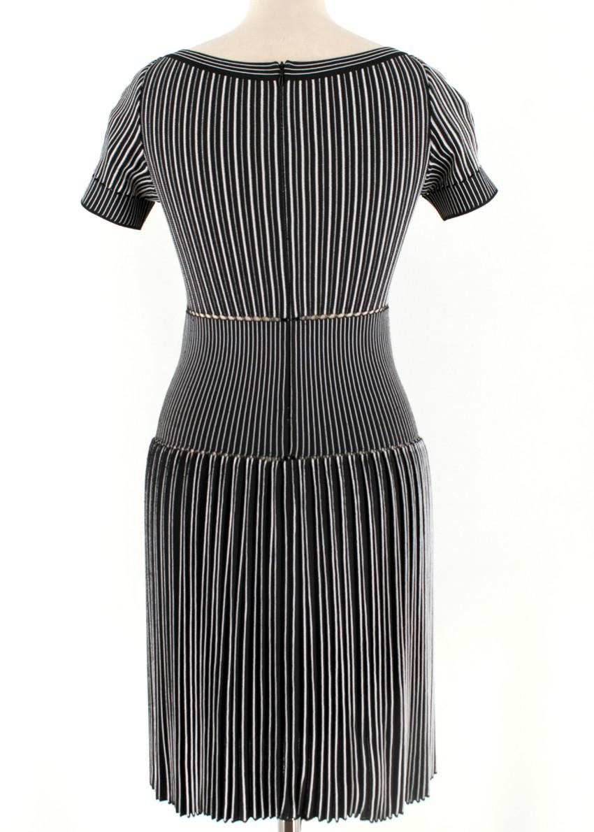Alaia Black & White Striped Knit Skater Dress