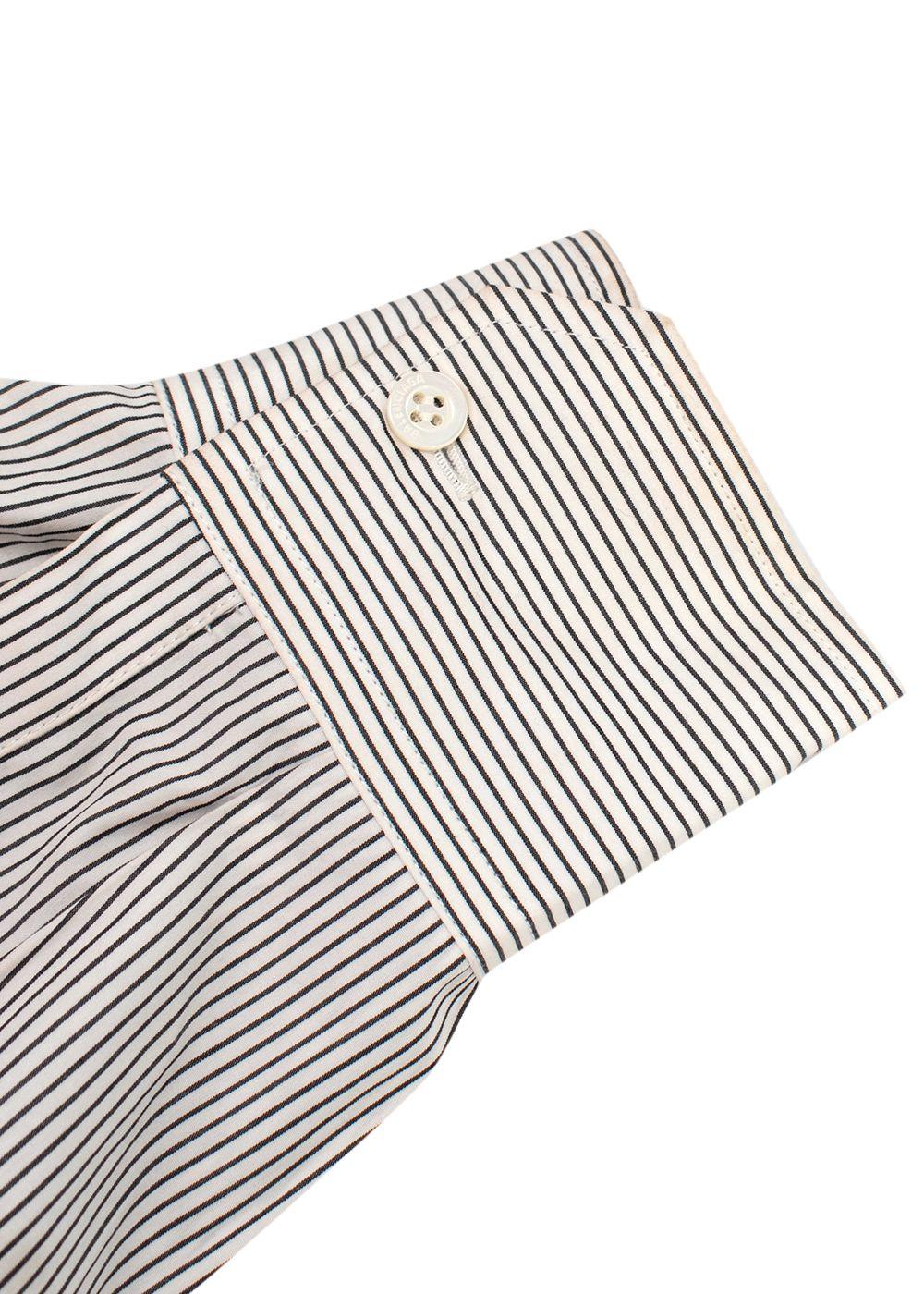 Balenciaga White and Navy Striped Logo Oversized Shirt with Tie Detail