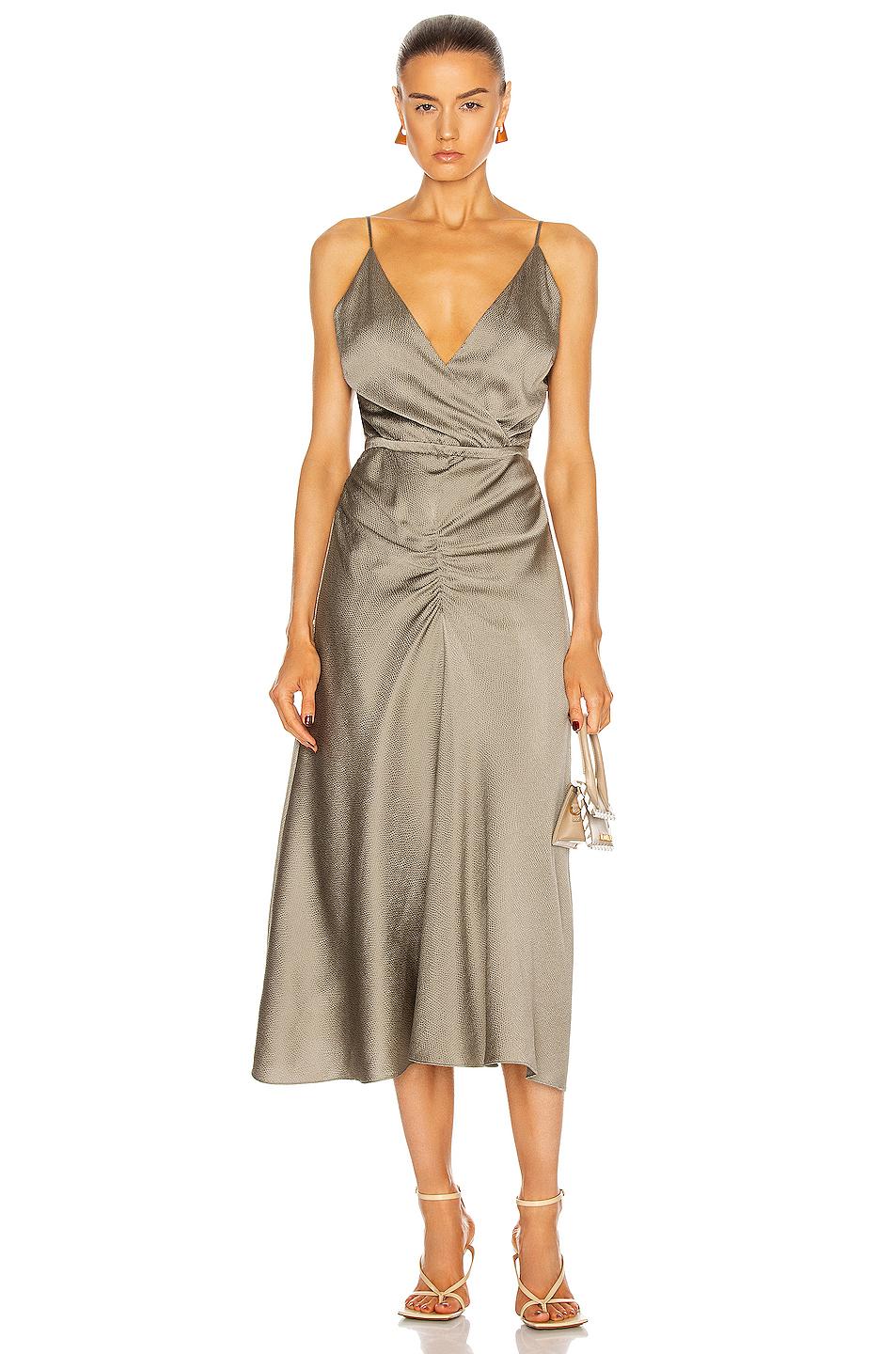 Jonathan Simkhai Lizeth Hammered Silk Wrap Midi Dress