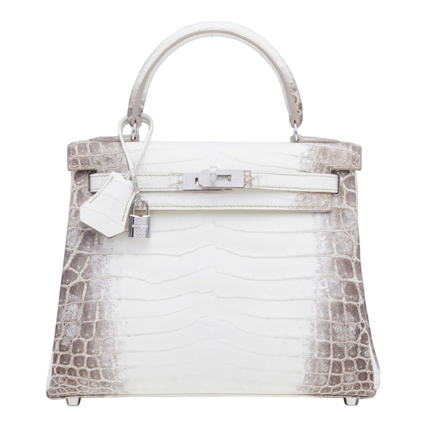 Hermès Kelly 25cm Sellier Niloticus Crocodile Himalaya White Gold Diamond Hardware