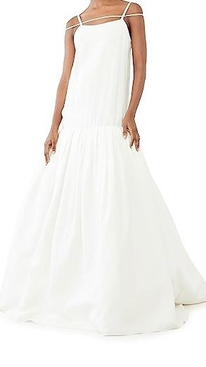 La Robe Amour Tie Detail Linen Jacquard Gown